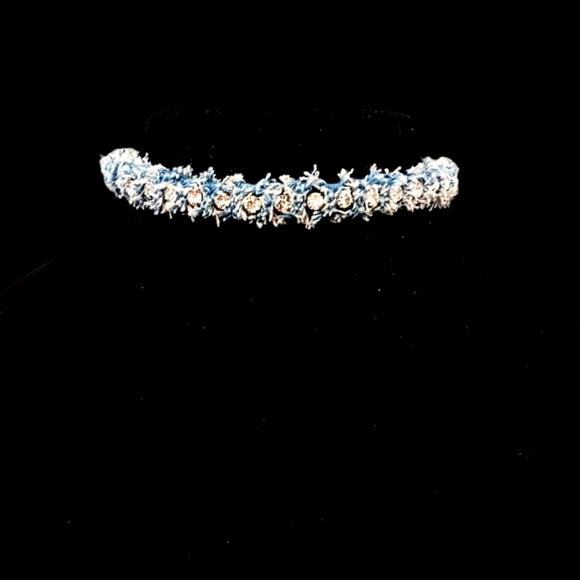 Diamonds DENIM Choker SIMULATED DIAMONDS Fuzzy Eyelash Necklace Luxe Formal Glam - Picture 6 of 15